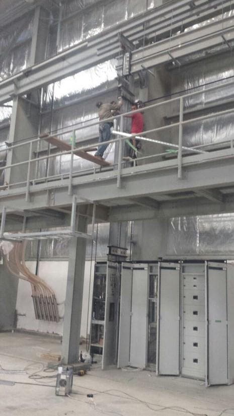 Steel structural framing during construction