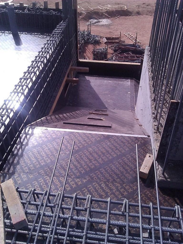 Reinforcement steel and formwork prepared for a concrete pour