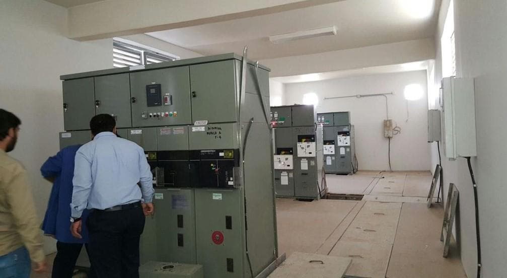Electrical switchgear room during installation