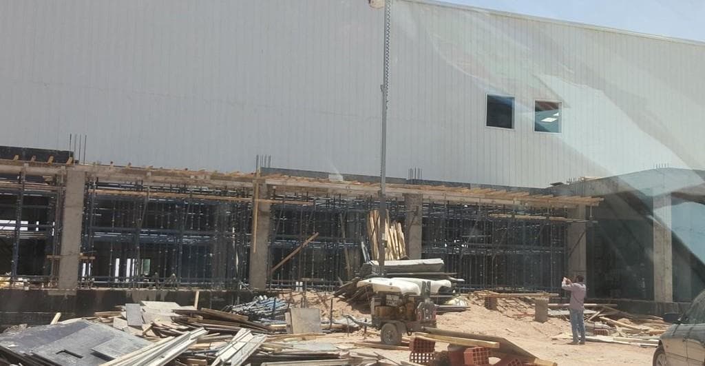 Exterior wall of an industrial facility under construction