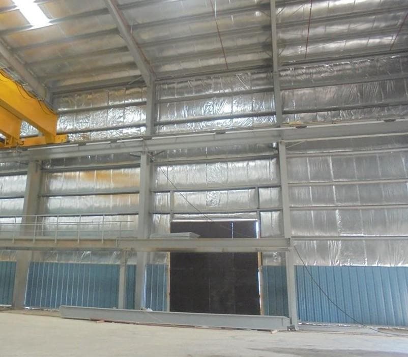 Steel structural framing and materials on site