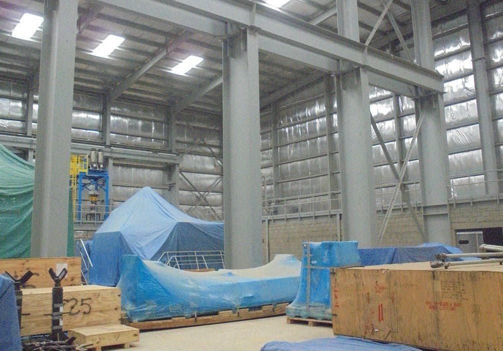 Steel framing with equipment prepared for installation