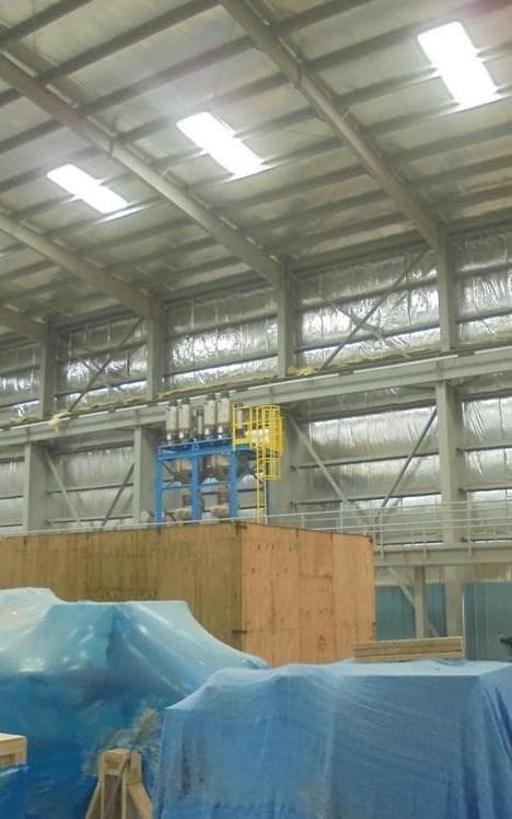 Steel structural installation with overhead crane equipment